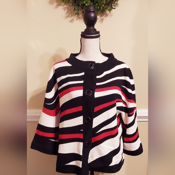 $129 Retail Chicos Women's Sleeve Sweater Sz 3 Heavyweight Black Clasps NWT - Picture 1 of 8